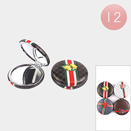 12PCS - Flower Accented Color Block Cosmetic Mirrors