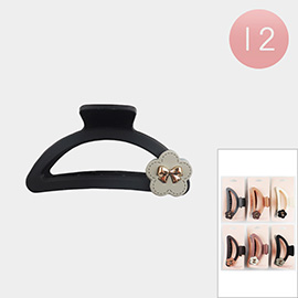 12PCS - Flower Bow Pointed Open Claw Hair Clips