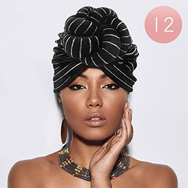 12PCS - Striped Turban Hats