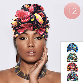 12PCS - Abstract Patterned Turban Hats