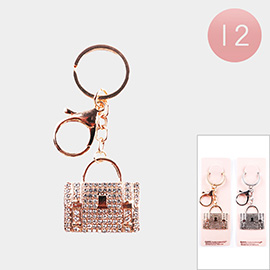 12PCS - Stone Embellished Tote Bag Keychains