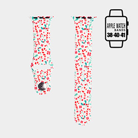Candy Cane Patterned Apple Watch Silicone Band