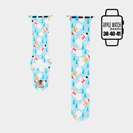 Snowman Patterned Apple Watch Silicone Band