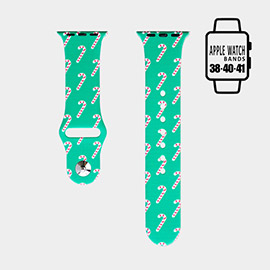 Candy Cane Patterned Apple Watch Silicone Band