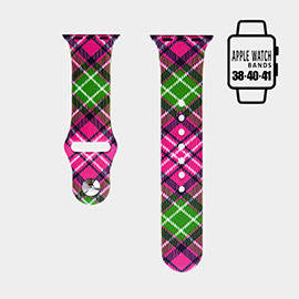 Plaid Check Patterned Apple Watch Silicone Band