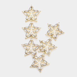Triple Star Link Dangle Earrings