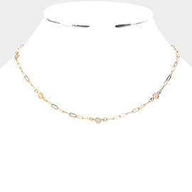 Mother of Pear Open Metal Oval Link Necklace