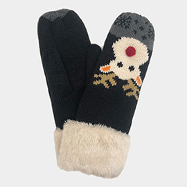 Rudolph Faux Fur Cuff Mitten Gloves