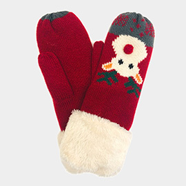 Rudolph Faux Fur Cuff Mitten Gloves