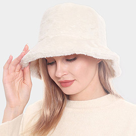 Faux Fur Solid Bucket Hat