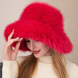 Faux Fur Solid Bucket Hat