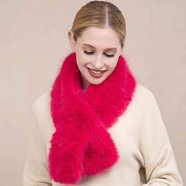 Faux Fur Solid Pull Through Scarf