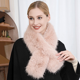 Faux Fur Solid Pull Through Scarf