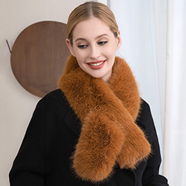 Faux Fur Solid Pull Through Scarf