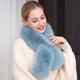 Faux Fur Solid Pull Through Scarf