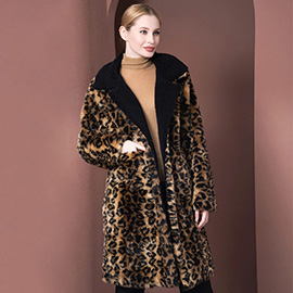 Leopard Patterned Faux Fur Poncho