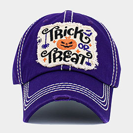 Trick or Treat Message Pumpkin Pointed Vintage Baseball Cap