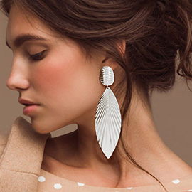 Textured Metal Marquise Dangle Earrings