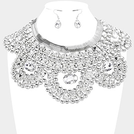 Oval Stone Accented Armor Necklace