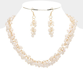 Square Round Beaded Necklace