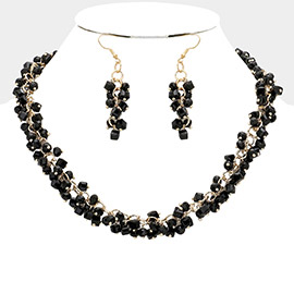 Square Round Beaded Necklace