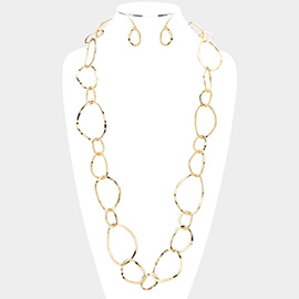 Abstract Open Metal Link Long Necklace