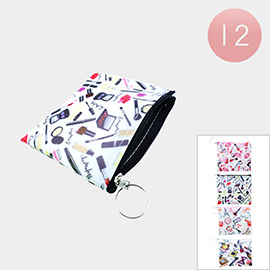 12PCS - Cosmetic Patterned Coin Purses / Keychains