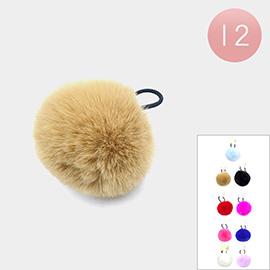 12PCS - Faux Fur Pom Pom Hair Bands