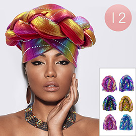 12PCS - Braided Rainbow Turban Hats