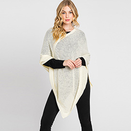 Solid Knit Loose Fit Poncho