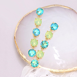 Round Stone Link Dangle Evening Earrings