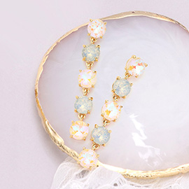 Round Stone Link Dangle Evening Earrings
