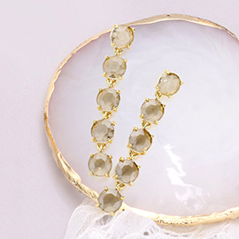 Round Stone Link Dangle Evening Earrings
