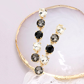 Round Stone Link Dangle Evening Earrings