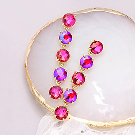 Round Stone Link Dangle Evening Earrings