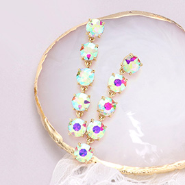 Round Stone Link Dangle Evening Earrings