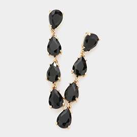 Teardrop Stone Link Dangle Evening Earrings