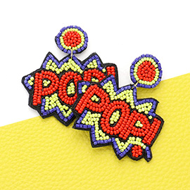 Felt Back POP! Message Seed Beaded Dangle Earrings