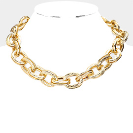 Open Metal Oval Link Necklace