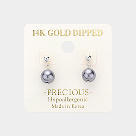 14K White Gold Dipped Pearl Dangle Earrings