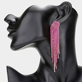 Rhinestone Fringe Drop Evening Earrings