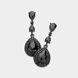 Triple Teardrop Stone Link Dangle Evening Earrings