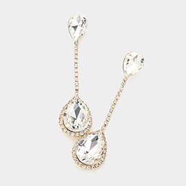 Double Teardrop Dangle Evening Earrings