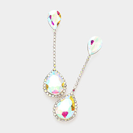 Double Teardrop Dangle Evening Earrings