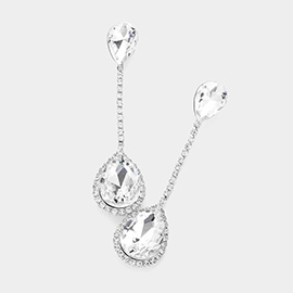 Double Teardrop Dangle Evening Earrings