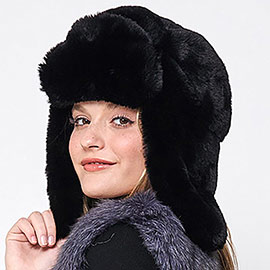 Solid Faux Fur Trapper Hat