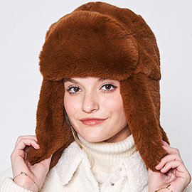 Solid Faux Fur Trapper Hat