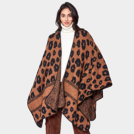 Leopard Patterned Ruana Poncho