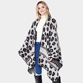 Leopard Patterned Ruana Poncho