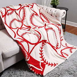 Reversible Baseball Patterned Throw Blanket